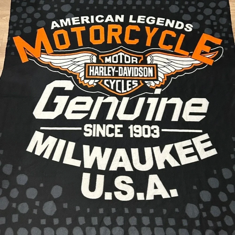 Harley-Davidson American Legends‎ Fleece Blanket Genuine Milwaukee USA Black
